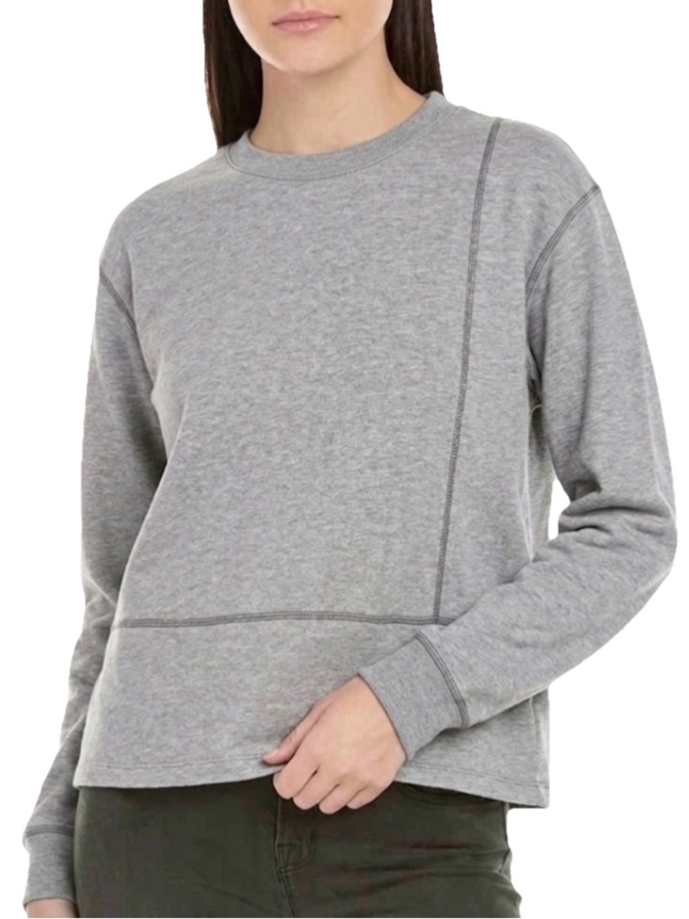 Johnny Was Calme Seamed Oversized Women’s Grey Cotton Pull-Over Size Small